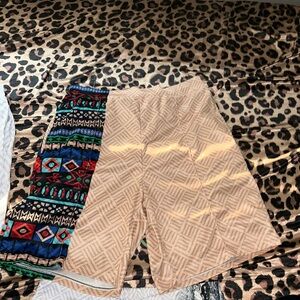 Men's Beige and Multicolor Patterned Bike Shorts
